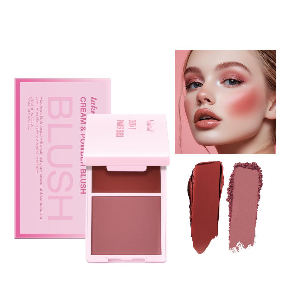 thumbnail image 4 of Wartleves Paleta de rubor en crema y rubor en polvo 2 en 1 Maquillaje de larga duración CS, 4 of 7