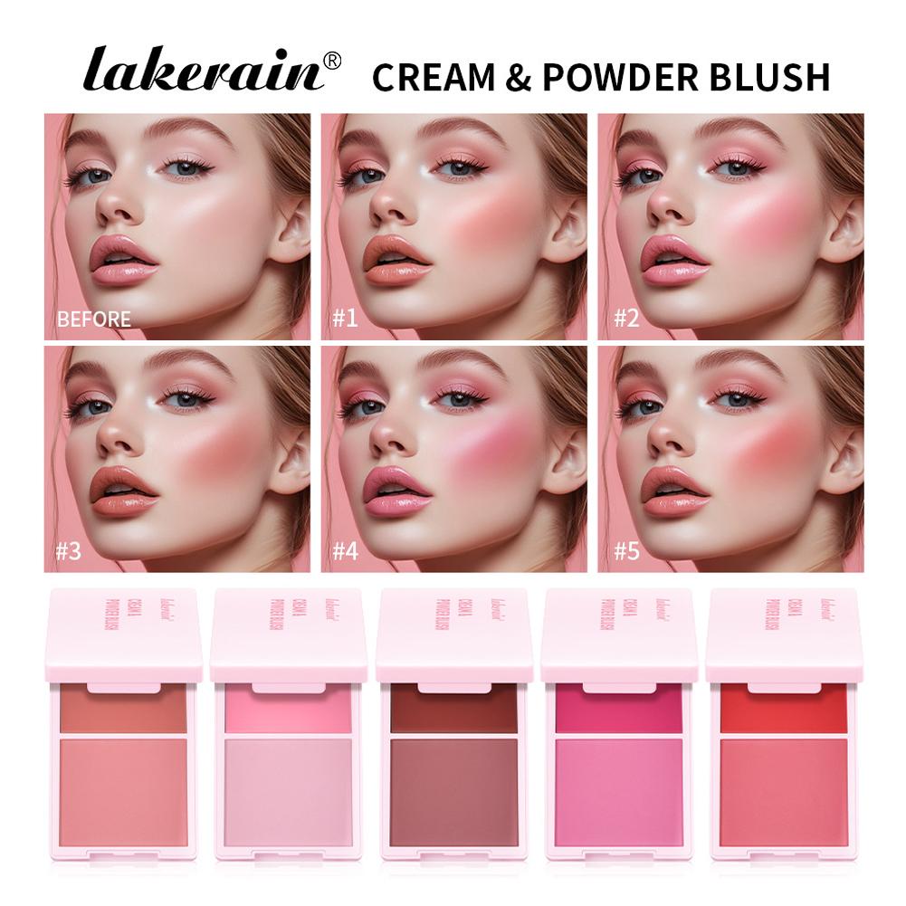 thumbnail image 2 of Wartleves Paleta de rubor en crema y rubor en polvo 2 en 1 Maquillaje de larga duración CS, 2 of 7