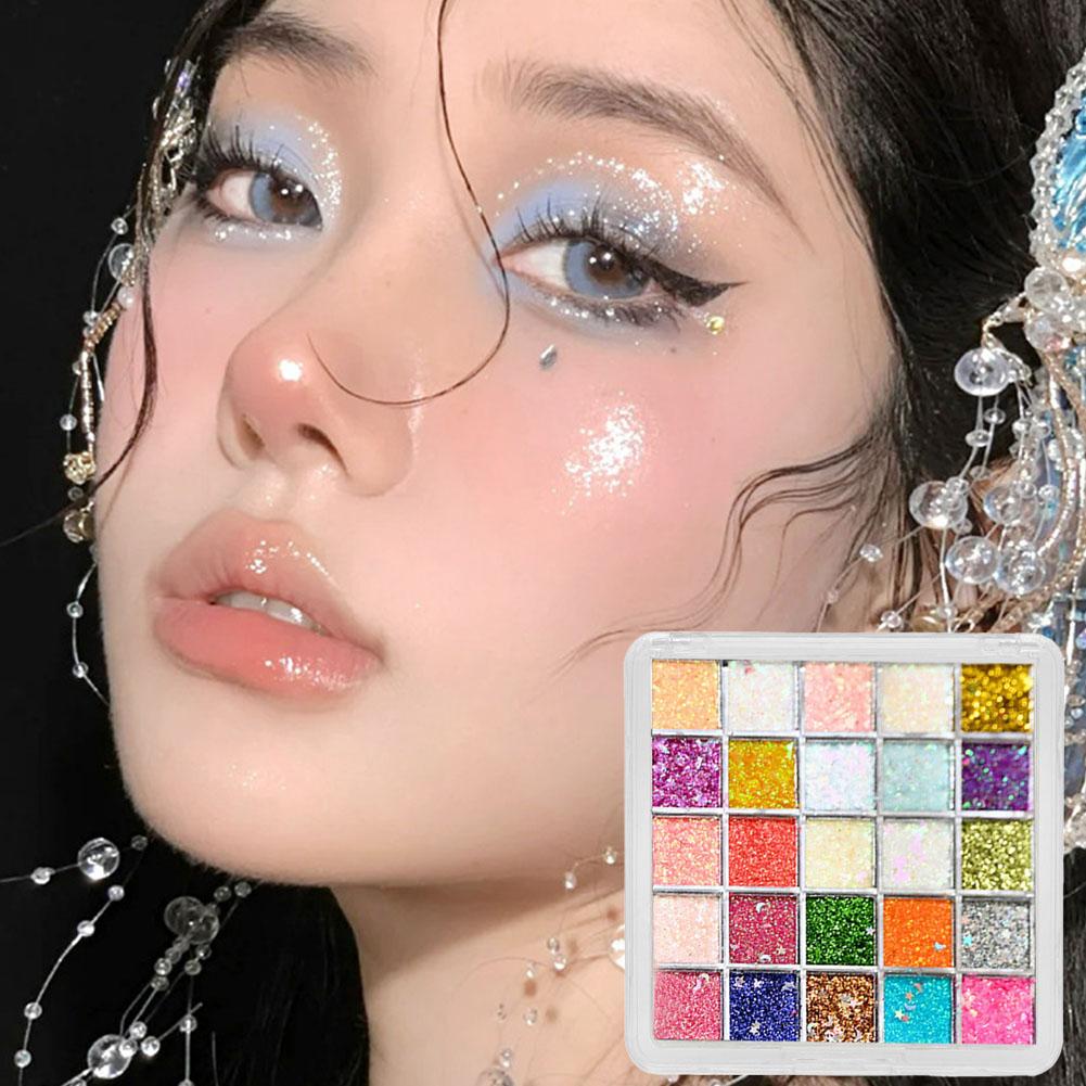 thumbnail image 4 of Ruifaya Sombra de ojos con purpurina de color 16/25, lentejuelas de sirena, maquillaje diario y de alto rendimiento Z7, 4 of 7