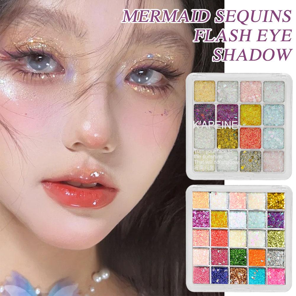 thumbnail image 3 of Ruifaya Sombra de ojos con purpurina de color 16/25, lentejuelas de sirena, maquillaje diario y de alto rendimiento Z7, 3 of 7