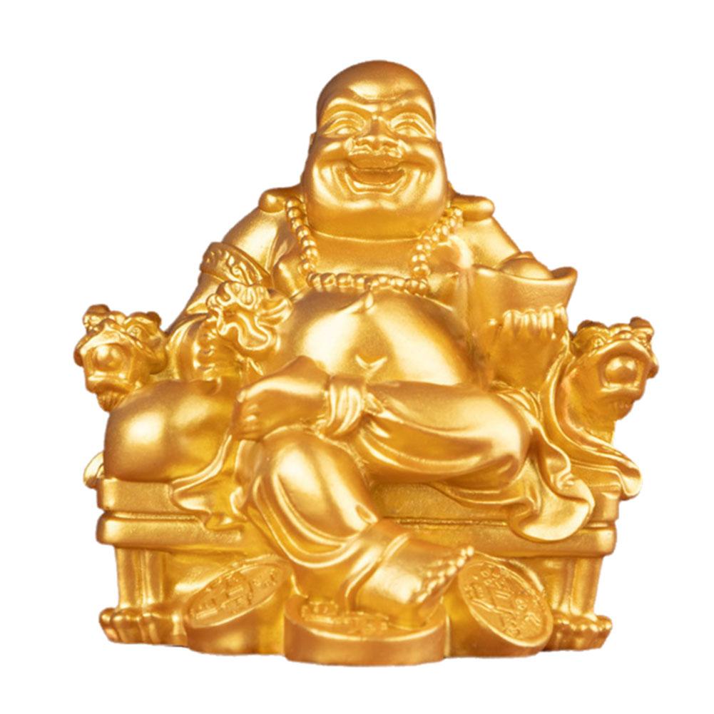 thumbnail image 4 of Wartleves Estatua de Buda sonriente dorada LQQDREX, estatua de Buda sonriente con decoración Fengshui para suerte y felicidad, estatua de Buda Maitreya sonriente sentado hecha a mano, figura coleccion, 4 of 7
