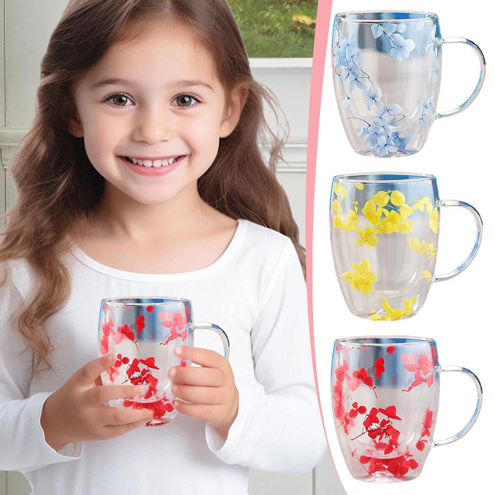 thumbnail image 3 of SGACAI Vaso de vidrio con flores secas, vidrio de doble capa que retiene el aislamiento térmico con asa, 3 of 7