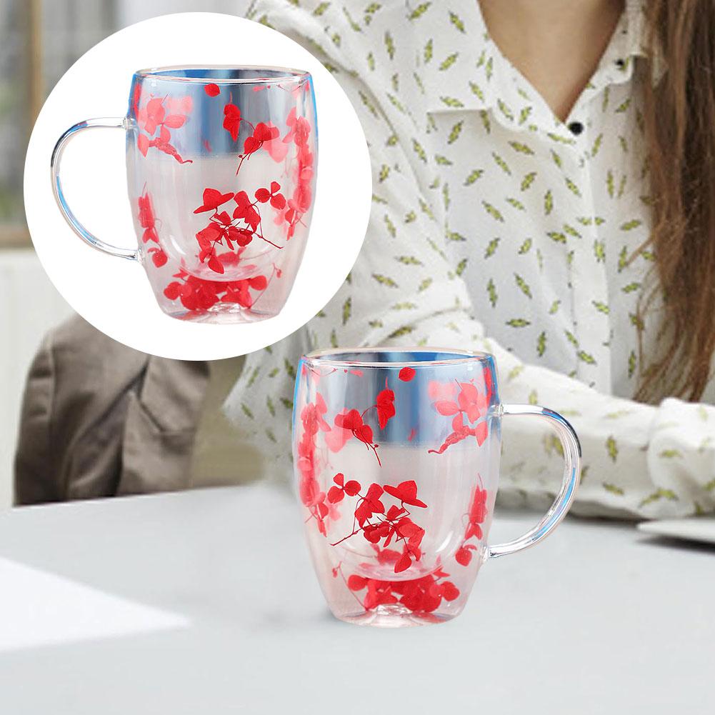 thumbnail image 2 of SGACAI Vaso de vidrio con flores secas, vidrio de doble capa que retiene el aislamiento térmico con asa, 2 of 7