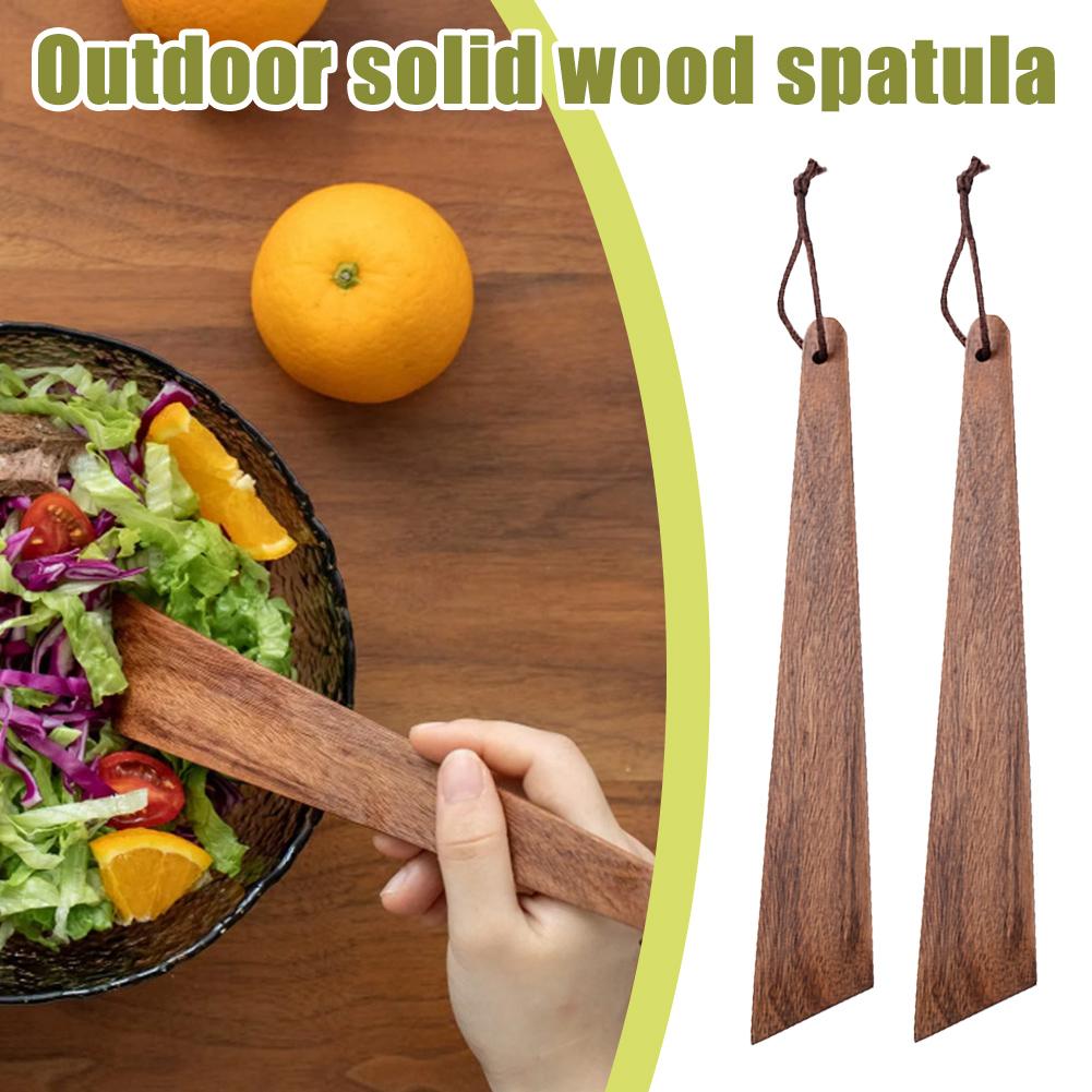 thumbnail image 2 of Wartleves Espátula de madera de teca, espátula pequeña para madera, raspador de huevos, volteador plano de madera, espátula de cocina de 12 pulgadas, utensilio de cocina antiadherente, espátula plana,, 2 of 7
