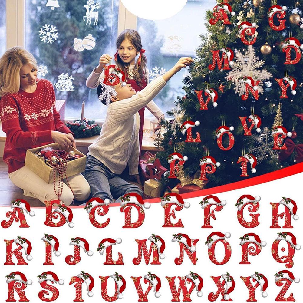 thumbnail image 2 of Ruifaya Decoración navideña 26 letras colgantes Letras colgantes Adornos de árboles de Navidad GXW, 2 of 7