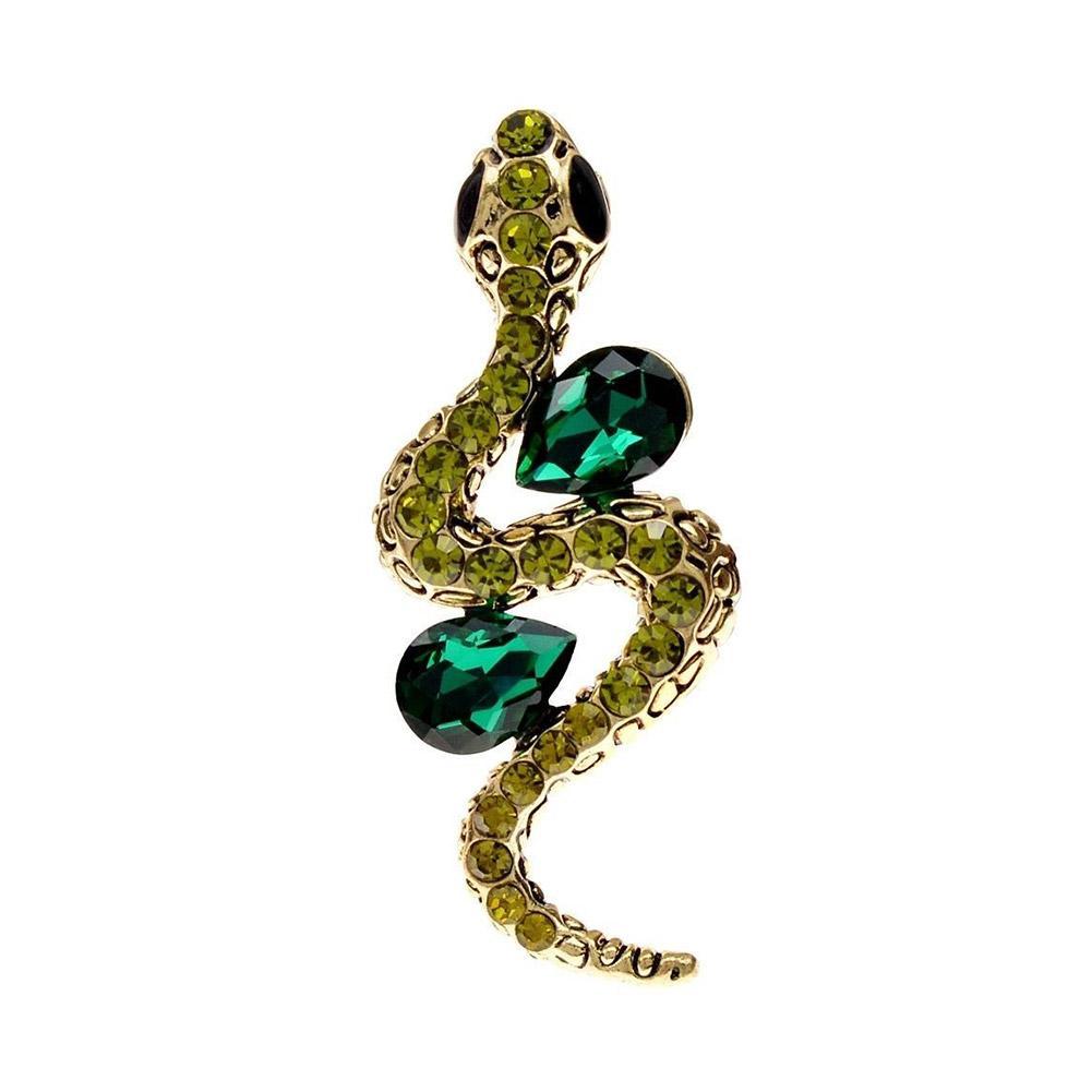 thumbnail image 3 of Wartleves Broche de serpiente de circonita de cristal azul y verde con brillantes diamantes de imitación en forma de serpiente AnimalθÆ, 3 of 7