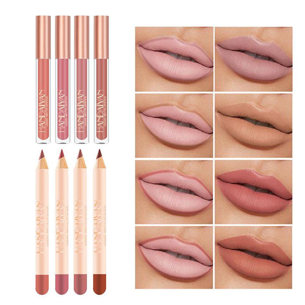 thumbnail image 4 of Wartleves Kit de lápiz labial líquido mate antiadherente de larga duración, brillo de labios y lápiz delineador de labios, 4 of 7