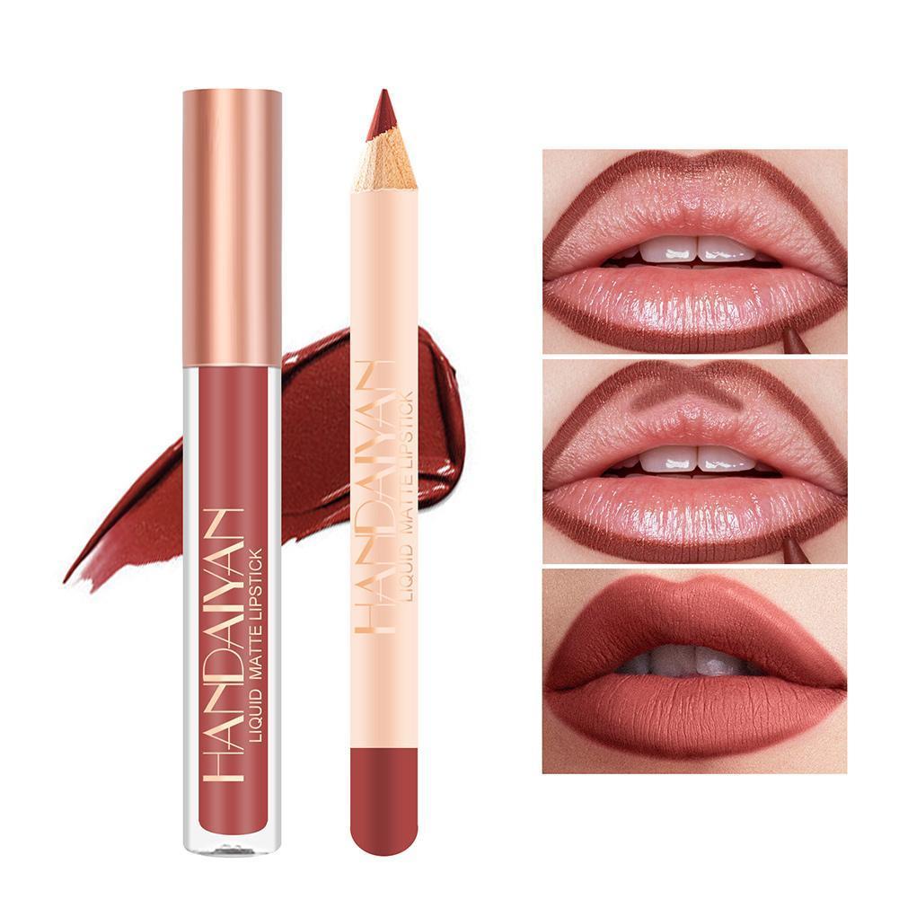 thumbnail image 2 of Wartleves Kit de lápiz labial líquido mate antiadherente de larga duración, brillo de labios y lápiz delineador de labios, 2 of 7