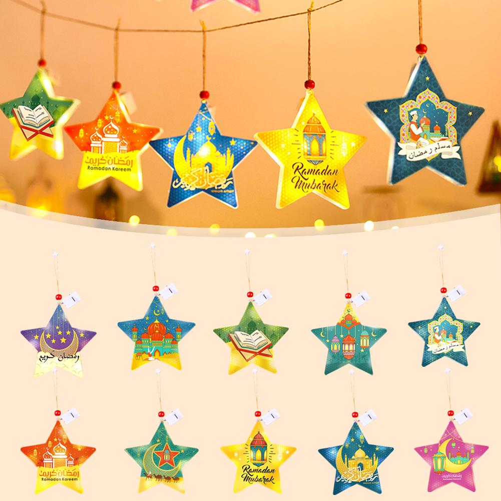 thumbnail image 3 of Ruifaya Ainiupi Ramadan Eid Star Light, decoración de fiesta de Eid de estrellas, pancarta colgante de Eid, decoraciones de serpentinas, suministros para fiestas de cumpleaños y bodas islámicas, 3 of 7