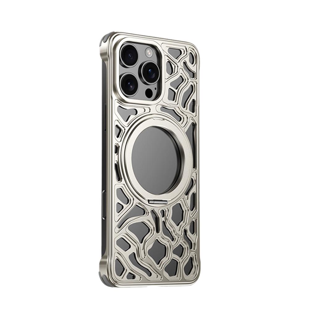 thumbnail image 4 of Wartleves Nueva funda de teléfono anticaída de metal magnético para iPhone 15 16 Pro Max Fashion CF, 4 of 7