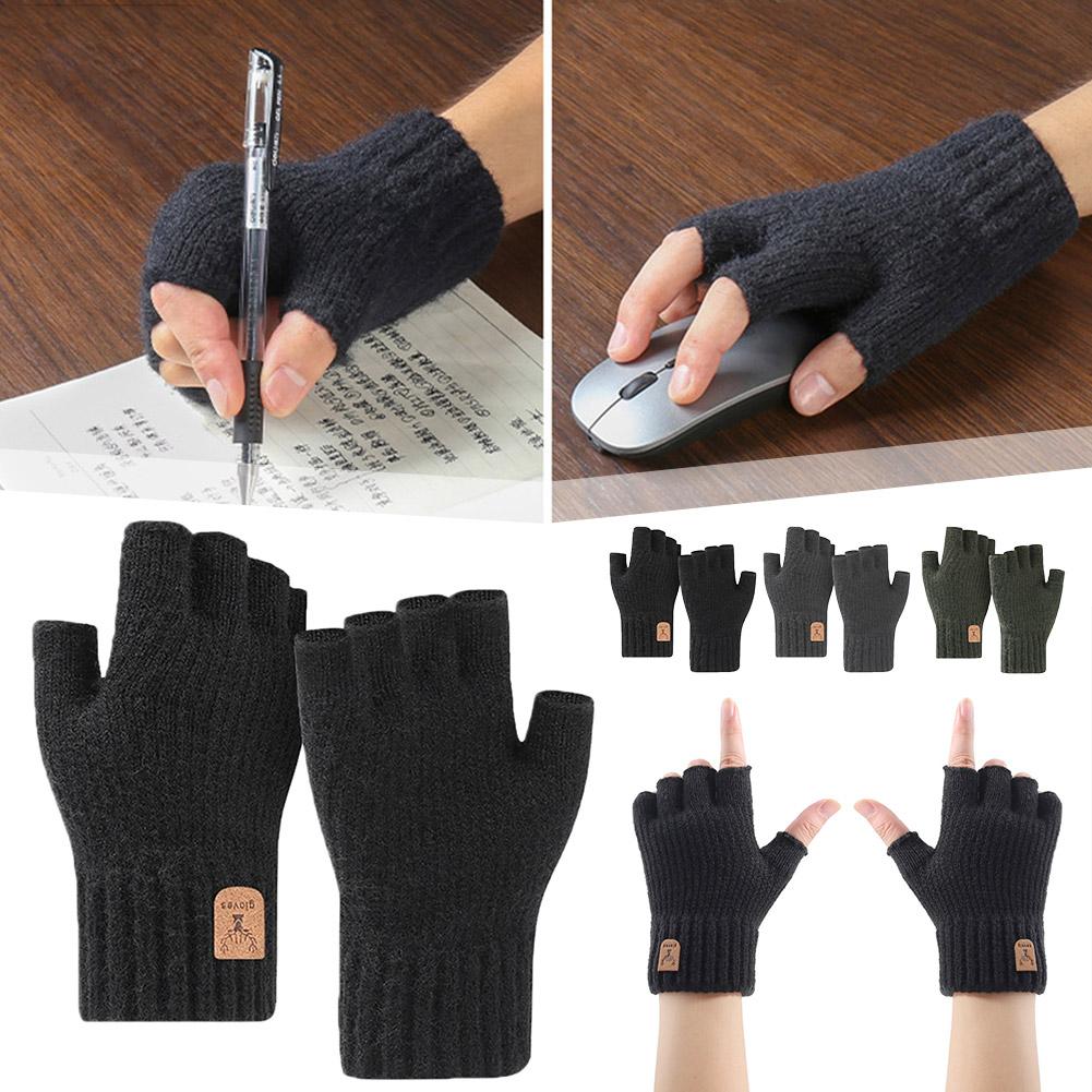 thumbnail image 2 of Ruifaya Guantes sin dedos, guantes de medio dedo, guantes de punto cálidos de invierno;, 2 of 7