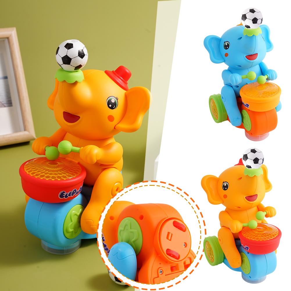 thumbnail image 4 of Wartleves Carrito de elefante, juguete músico, batería para bebé, aprendizaje temprano, tambor para caminar, decoración, 4 of 7
