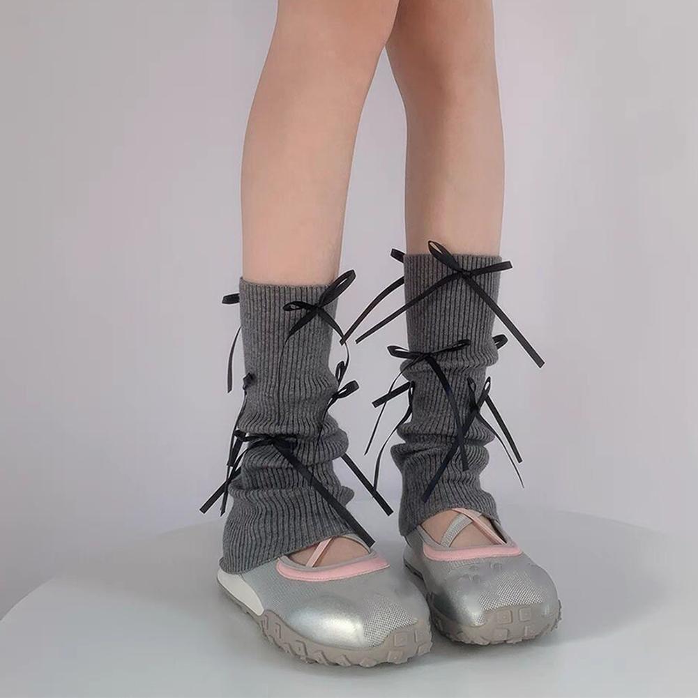 thumbnail image 5 of Ruifaya Calcetines Sweet Socks Calcetines de mujer con lazo en el medio Calcetines de punto para niños Cubre media pierna Apilados /, 5 of 7