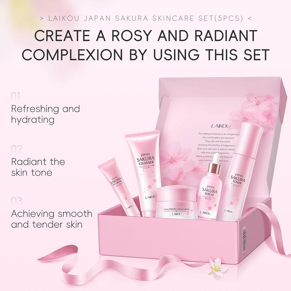 Sakura Skin Care Set Skincare Moisturizing Gift Kit Extract