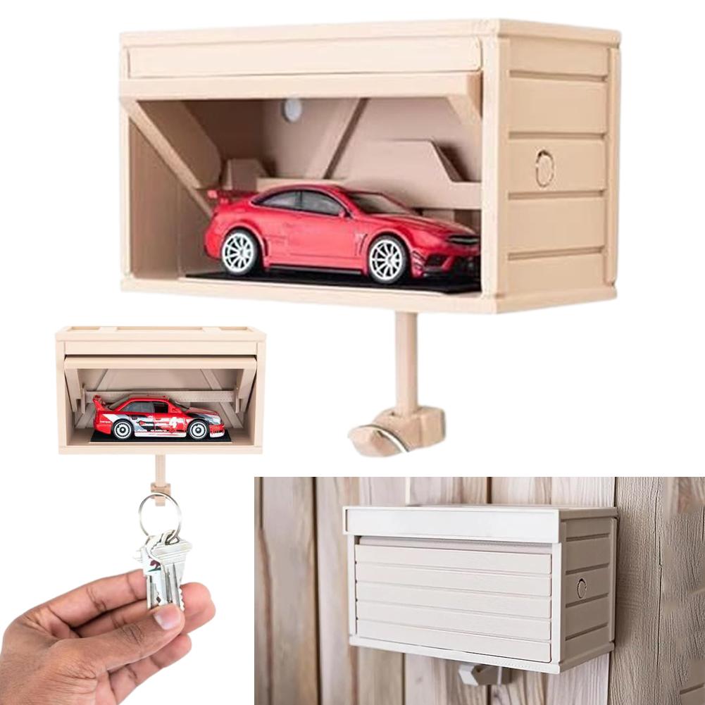 3D Car Garage Key Holder with Opening Door, Key Holder for Wall
