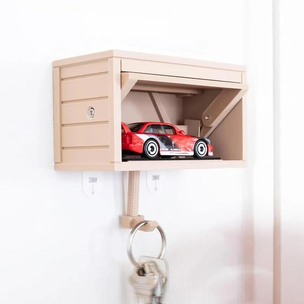 3D Car Garage Key Holder with Opening Door, Key Holder for Wall