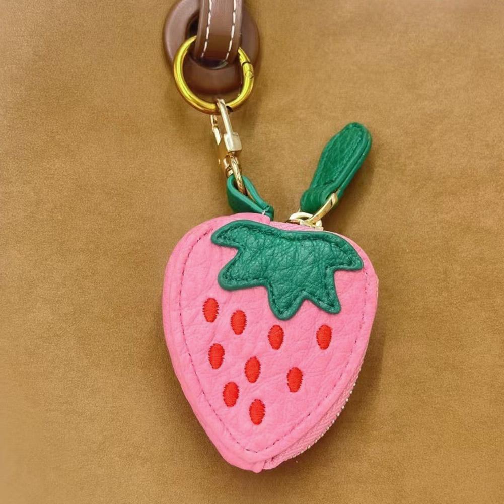 Mini portamonete a forma di frutta ciliegia fragola carino ciondolo in