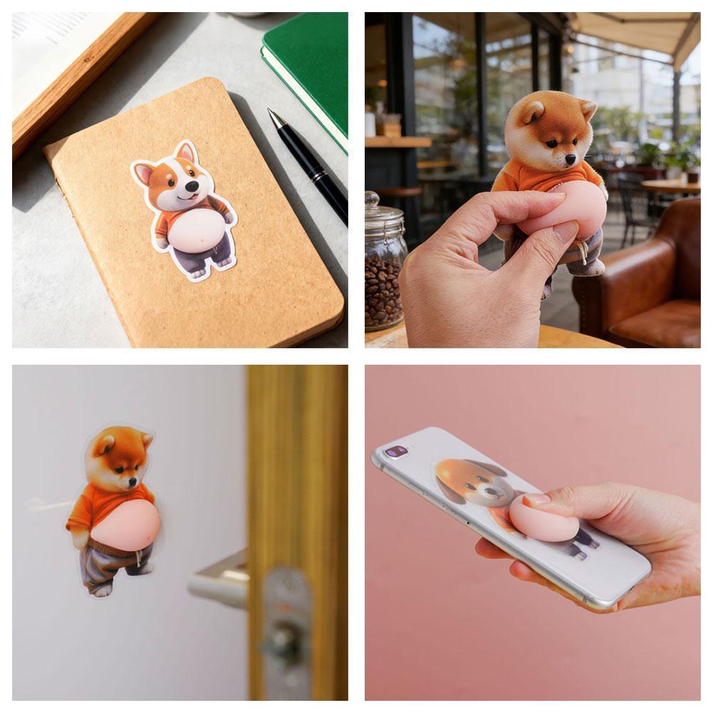 Cute Puppy 3D Puffy Stickers, Squeezeable 3D Soft Cute Belly Dog Stickers for Phone Case Notebook Scrapbooking DIY Decoration