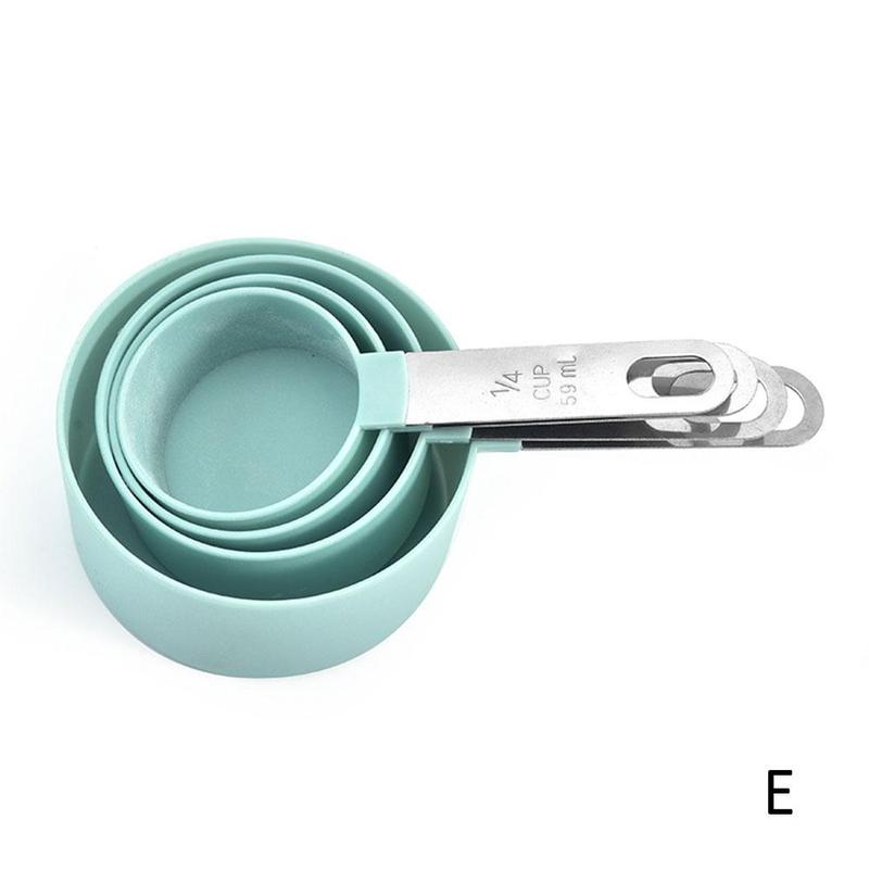 thumbnail image 1 of Wartleves Juego de 4 tazas y cucharas medidoras de acero inoxidable para hornear, utensilios de cocina, 1 of 7