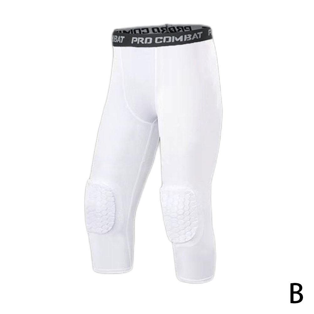 thumbnail image 1 of Ruifaya Pantalones deportivos de baloncesto recortados Pantalones ajustados con protección F D9H3, 1 of 7
