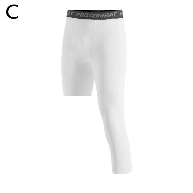 thumbnail image 1 of Ruifaya Pantalones de compresión 3/4 para hombre, mallas de una pierna, capa base de baloncesto y atletismo, 1 of 7