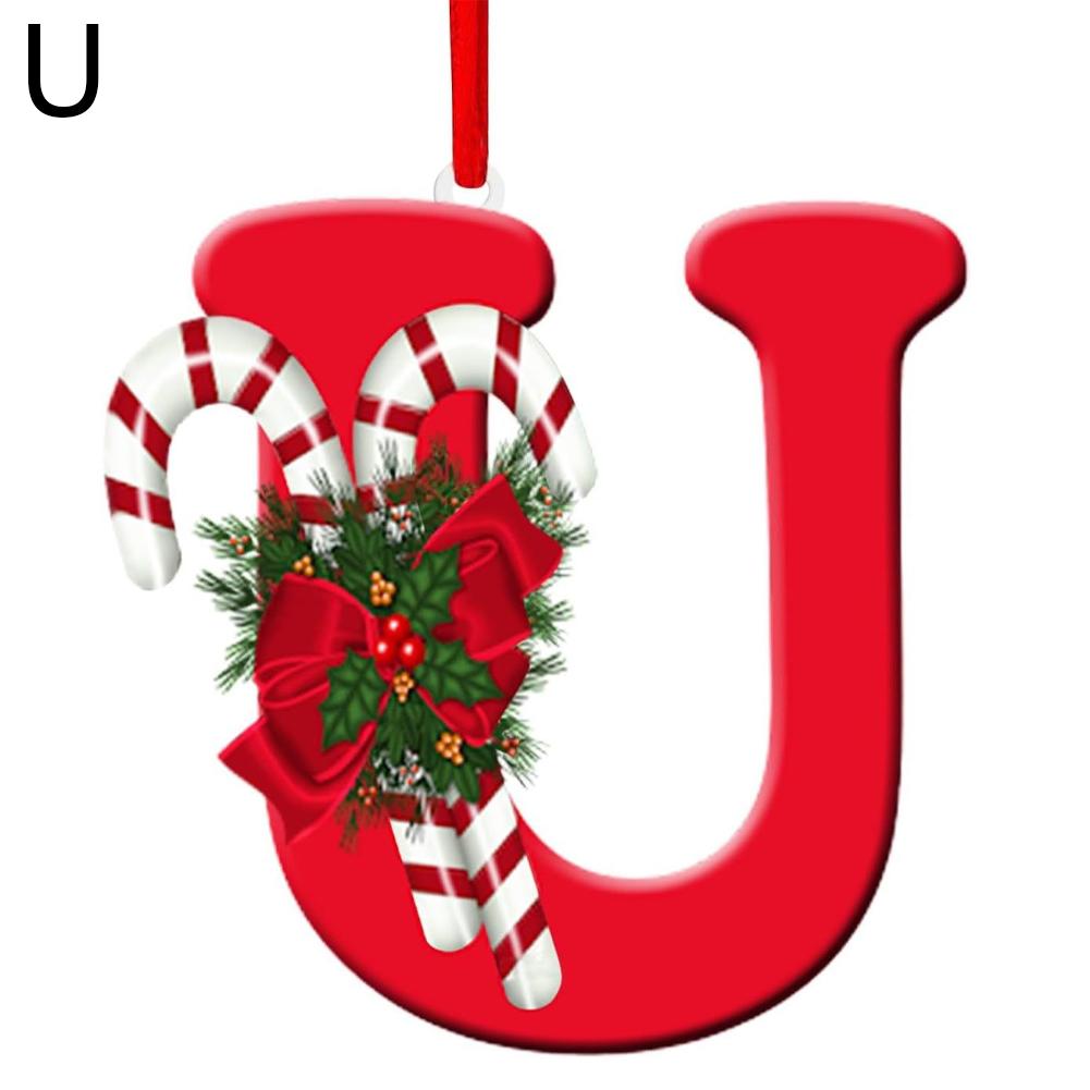 Wartleves RYGRZJ - Colgante para árbol de Navidad con 26 letras, adornos navideños personalizados con forma de bastón de caramelo, letras de la A a la Z, letras del alfabeto de Navidad para árbol de N