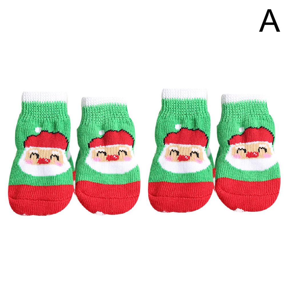 Ruifaya Calcetines para perros protectores de patas medias navideñas para perros y gatos calcetines suaves para perros de Navidad para pisos de madera talla L/M/S decoraciones botines navideños anti