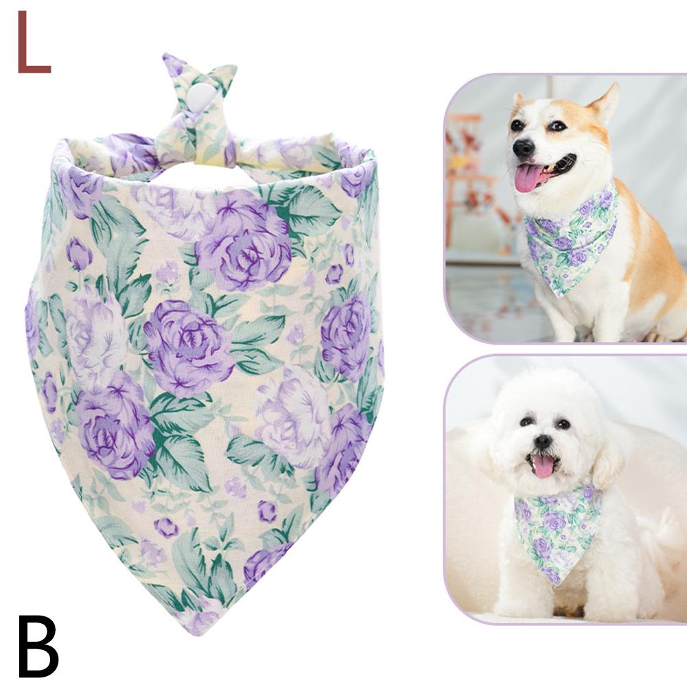 thumbnail image 1 of SGACAI Bandanas para perros, baberos triangulares de poliéster suave y transpirable, baberos reversibles con flores de rosas para perros, bufanda navideña, banda lavable, 1 of 7