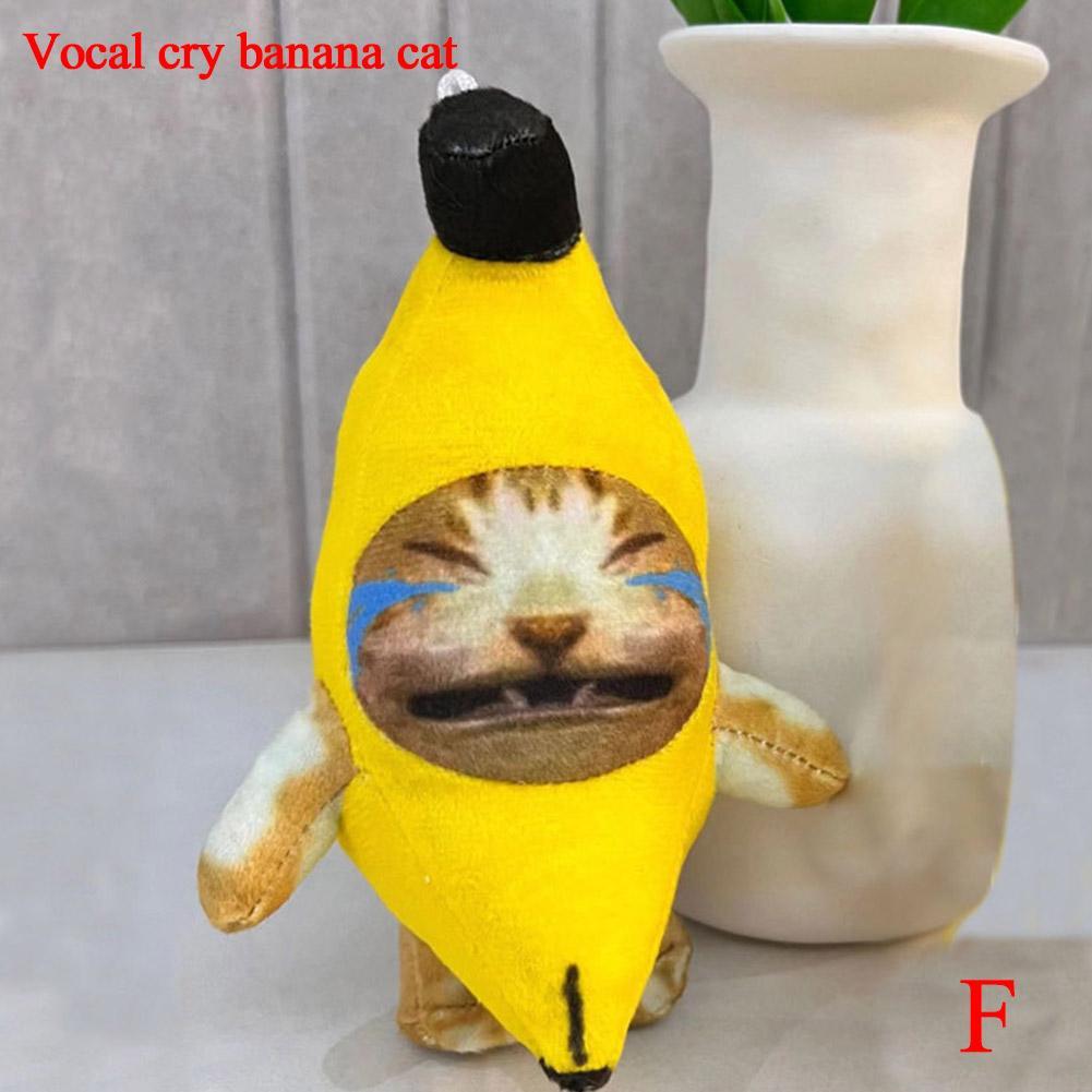 thumbnail image 1 of Ruifaya 2024 Nuevo colgante de peluche de gato plátano Lindo llavero de plátano llorando Divertido colgante D уθ, 1 of 7