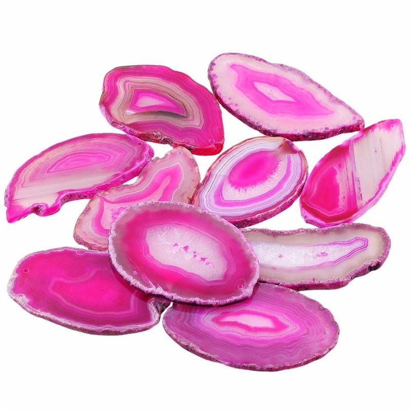 Ruifaya Colgante curativo brasileño con forma de ágata irregular pulida y forma de rebanada de cristal Reiki