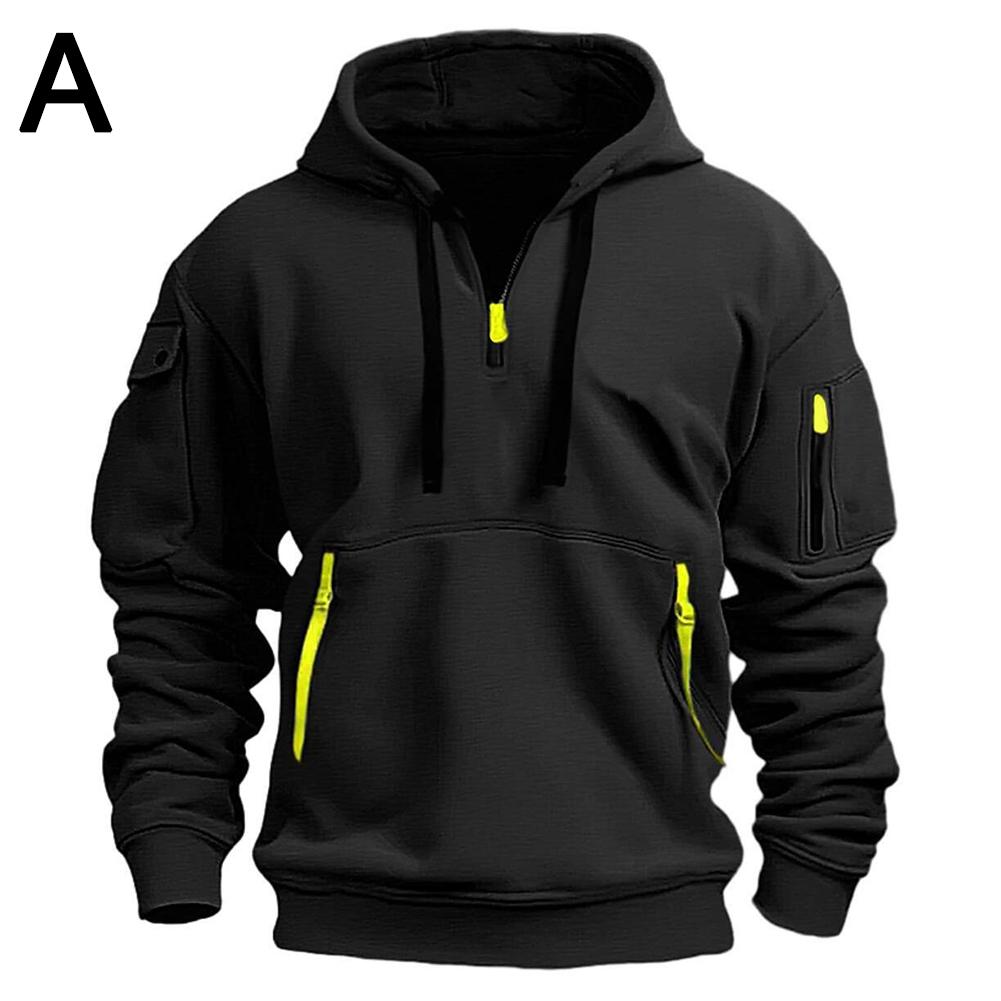thumbnail image 1 of Ruifaya Sudadera táctica con cremallera para hombre, resistente al viento y a la abrasión, con múltiples bolsillos GXV, 1 of 7