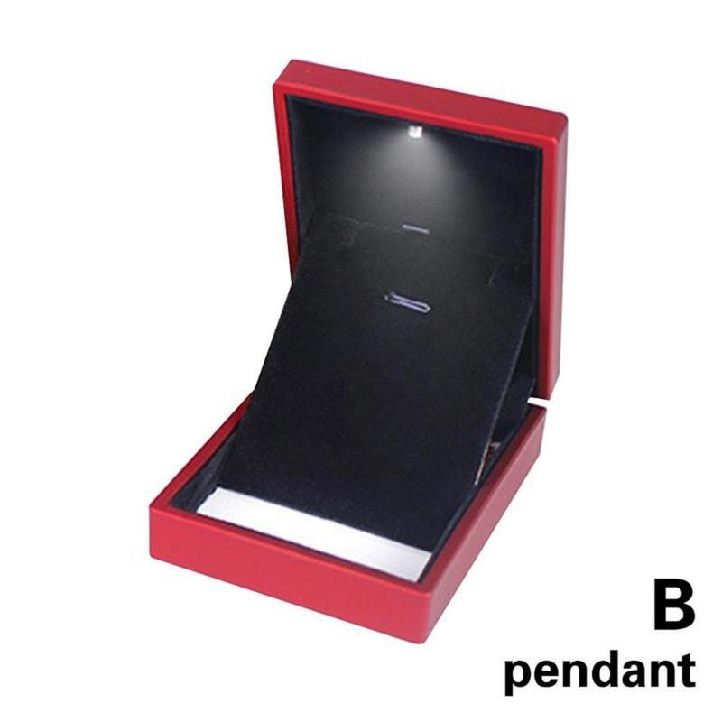 Wartleves Caja de luz LED con luz LED negra Caja de compromiso para colgante de joyería