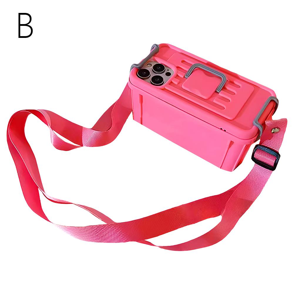 thumbnail image 1 of Ruifaya Divertida funda tipo maleta para teléfono con forma de bandolera para iPhone, 2 en 1, creativa y genial funda para teléfono con forma de caja de almacenamiento, bolso bandolera multifunciona, 1 of 7