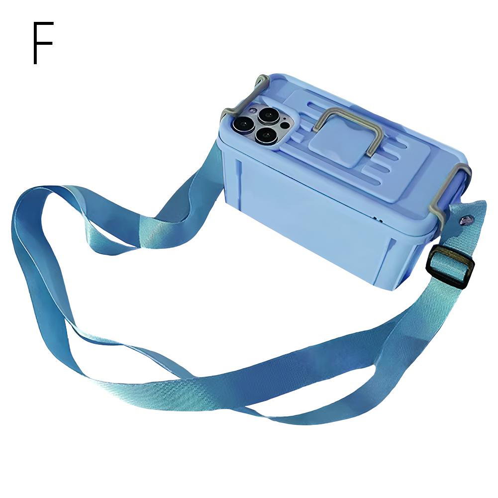 Ruifaya Divertida funda tipo maleta para teléfono con forma de bandolera para iPhone, 2 en 1, creativa y genial funda para teléfono con forma de caja de almacenamiento, bolso bandolera multifunciona