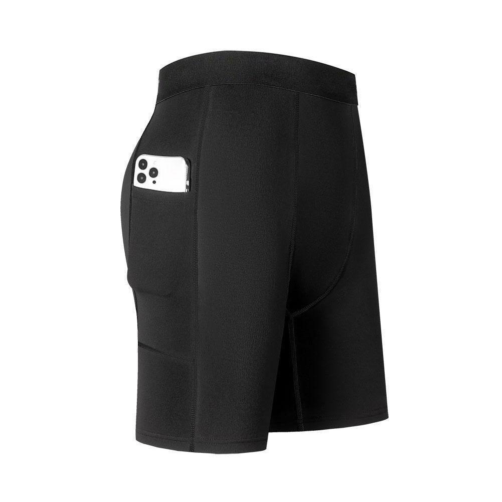 Wartleves Pantalones cortos de compresión deportivos para hombre con bolsillo