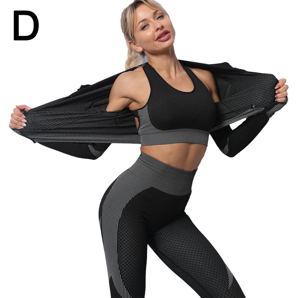 Ruifaya Conjunto de yoga para mujer, top con cremallera, traje deportivo, sujetador, ropa de entrenamiento, gimnasio, fitness