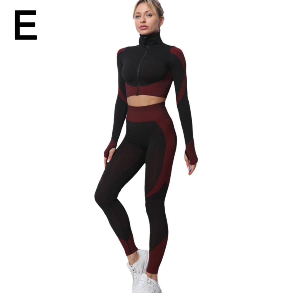 thumbnail image 1 of SGACAI Conjunto de yoga para mujer, top con cremallera, traje deportivo, sujetador, ropa de entrenamiento, gimnasio, fitness, 1 of 7