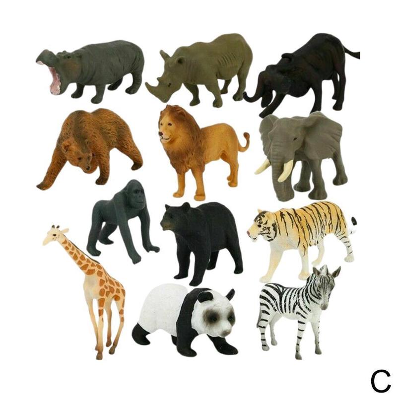thumbnail image 1 of Ruifaya Juego de 12 modelos de animales de plástico con figuras de la jungla, el océano y el zoológico para niños de й; кψ ση, 1 of 7