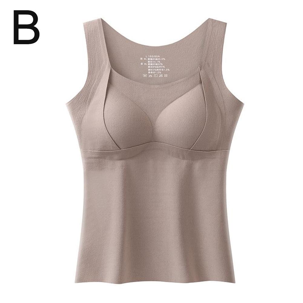 thumbnail image 1 of Wartleves Chaleco cálido, con sujetador, almohadilla para el pecho, ropa interior gruesa sin costuras para mujer, parte superior inferior Y8, 1 of 7