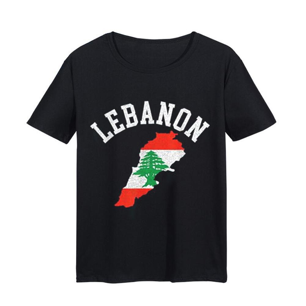 Ruifaya Camiseta cómoda y transpirable con estampado de mapa de la bandera del Líbano