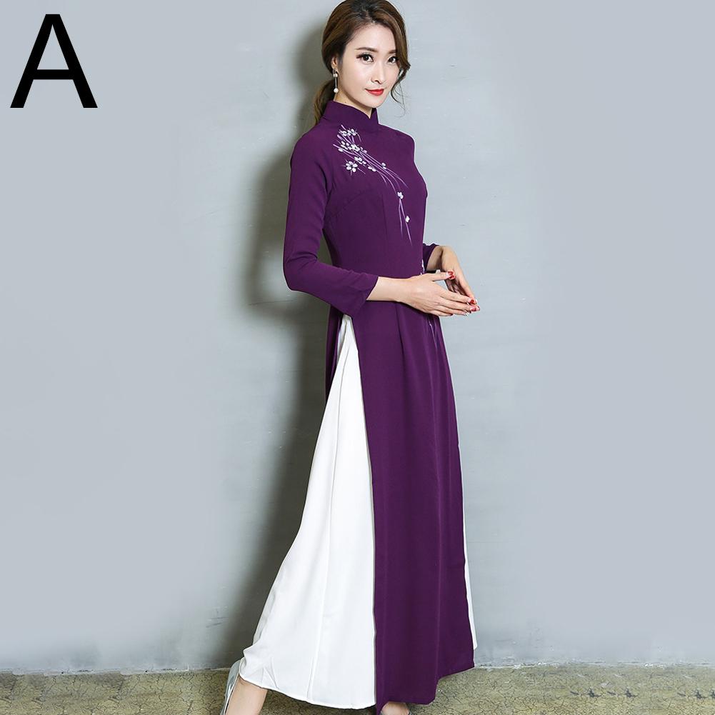 Wartleves Estilo chino Ao Dai, estilo artístico retro para diversas ocasiones formales para mujeres∠