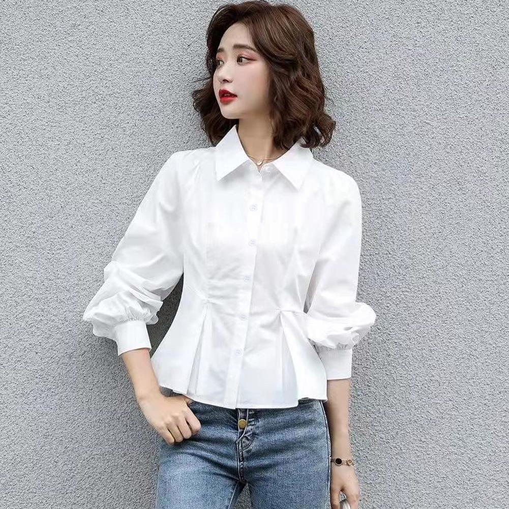 Ruifaya Camisa blanca de manga larga con botonadura sencilla y corte ajustado para ir al trabajo, lote T8