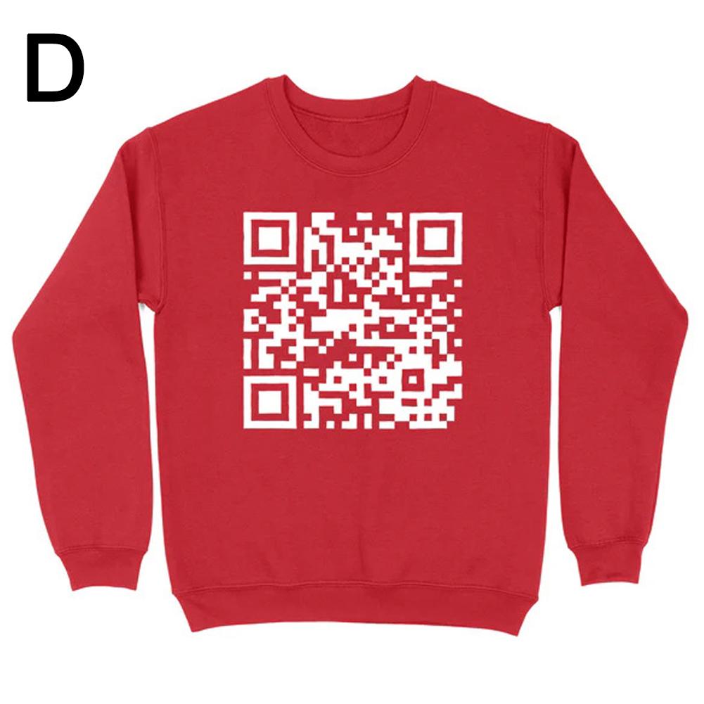 thumbnail image 1 of SGACAI Sudadera con cuello redondo y código QR de Fu You Sudadera con capucha divertida con código QR para escanear, 1 of 7