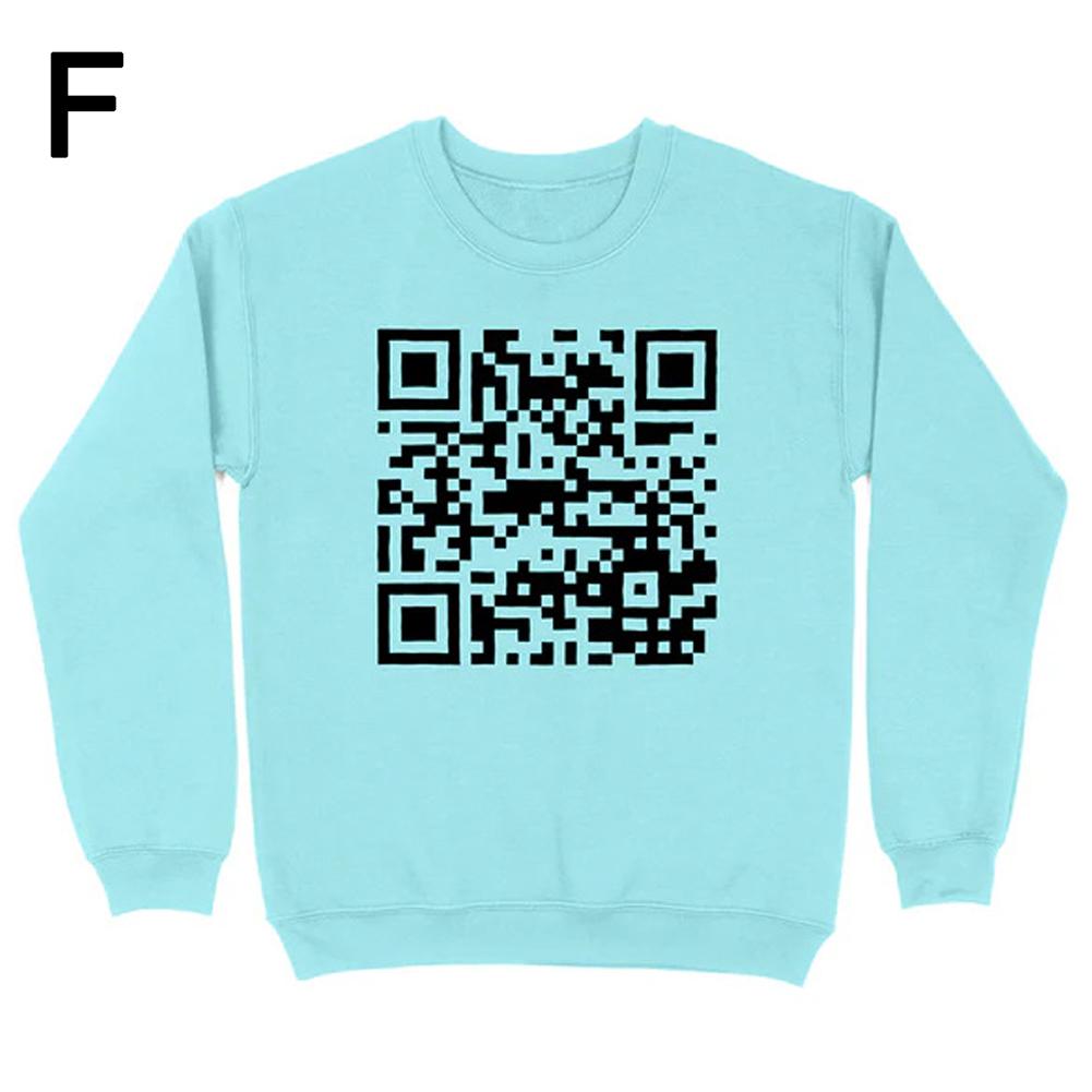 SGACAI Sudadera con cuello redondo y código QR de Fu You Sudadera con capucha divertida con código QR para escanear