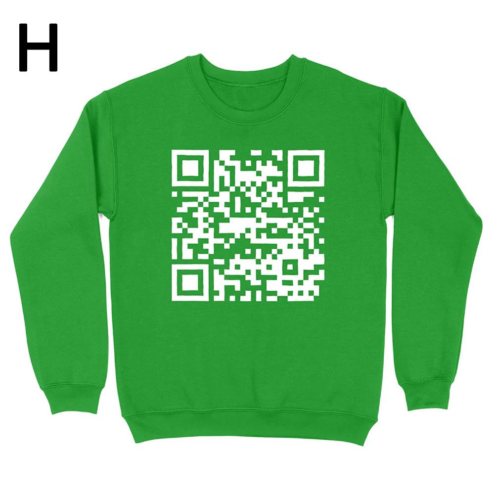 thumbnail image 1 of Ruifaya Sudadera con cuello redondo y código QR de Fu You Sudadera con capucha divertida con código QR para escanear, 1 of 7